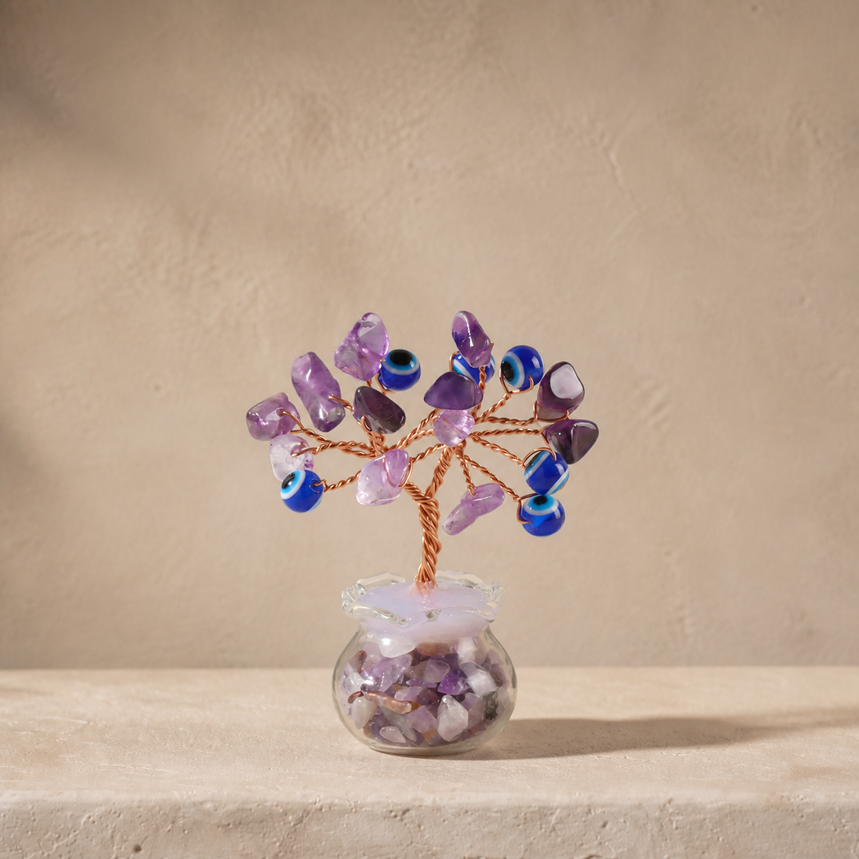 Natural crystal gravel fortune tree decorative craft for home, office desk, and car