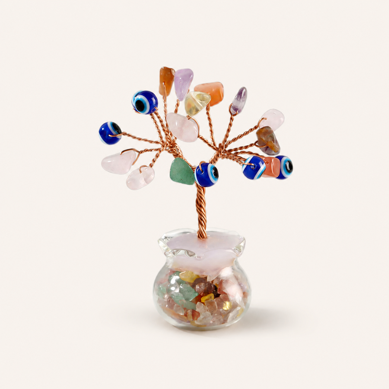 Natural crystal gravel fortune tree decorative craft for home, office desk, and car