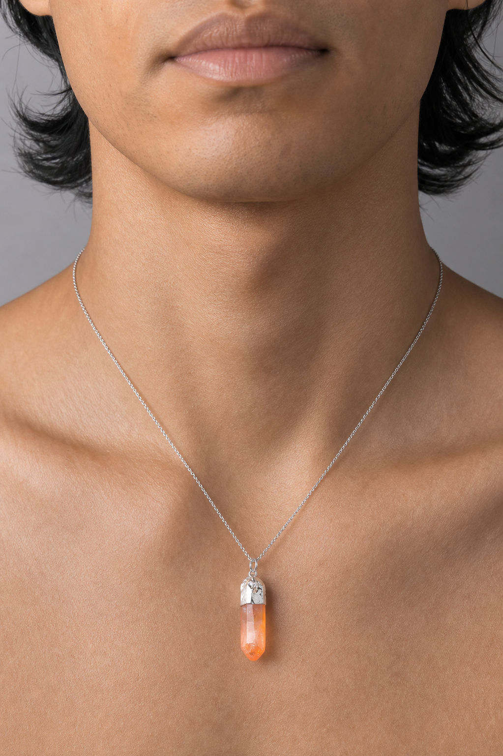 Natural crystal electroplated raw stone pendant accessories, personalized trendy DIY necklace jewelry bullet-shaped pendant accessories