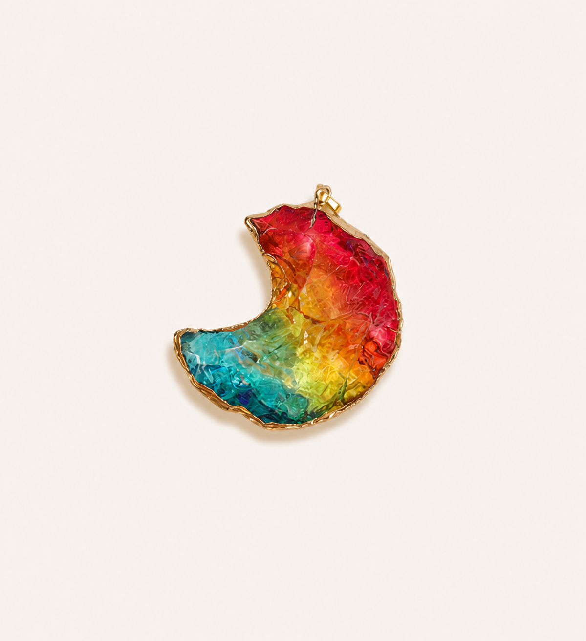 New style twisted gold-plated copper wire colorful moon pendant handmade DIY natural crystal sweater chain pendant accessory