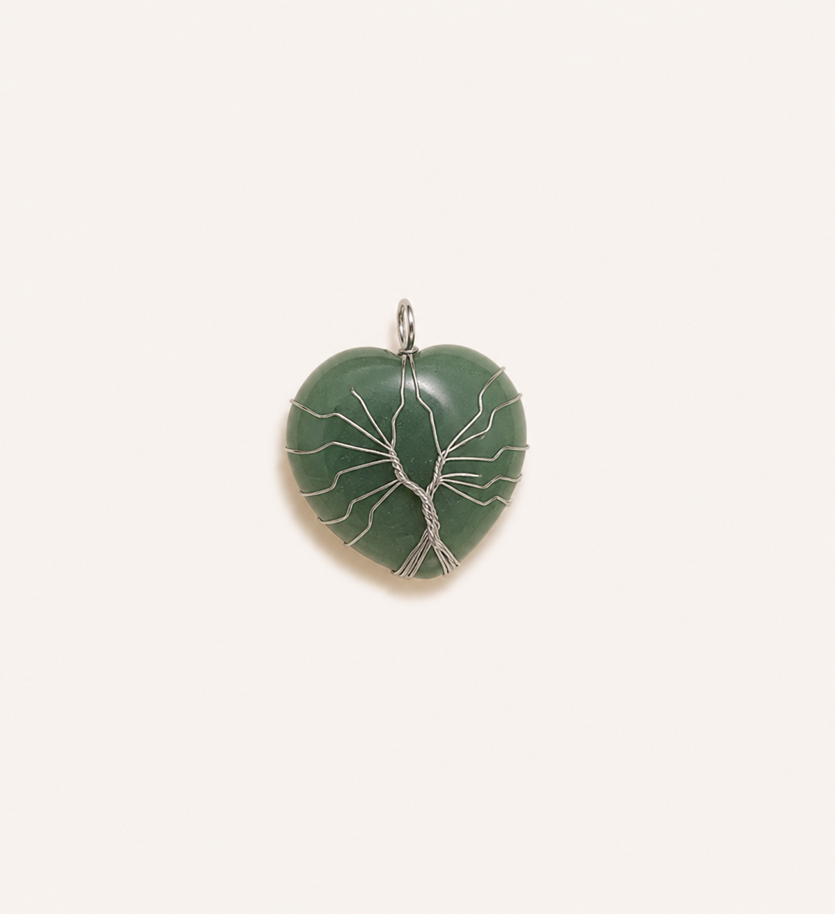 Natural rose quartz and amethyst pendant, cut into a heart shape, handmade tree of life necklace with wire-wrapped crystal pendant