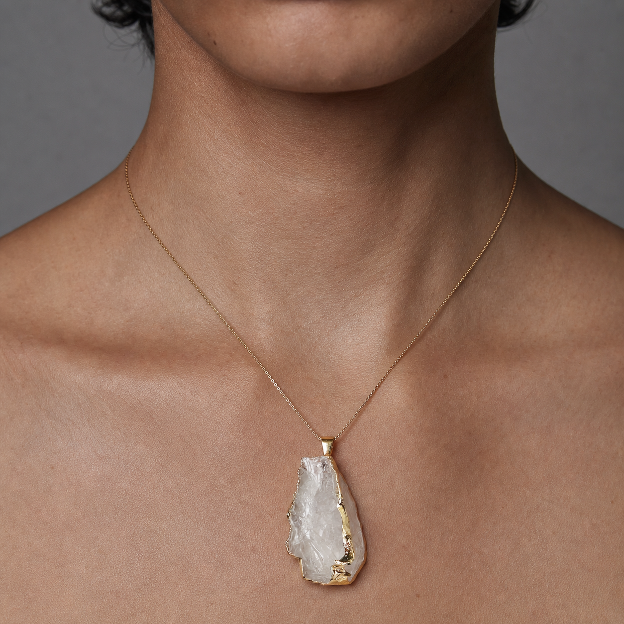Irregular natural crystal stone pendant diy Gilt-edged gravel sweater chain bracelet accessory