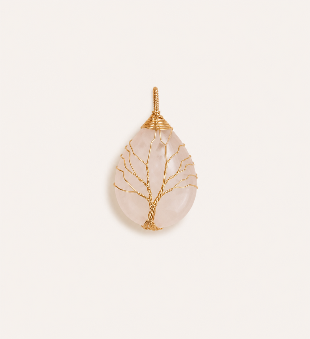 Amethyst Necklace Pendant Handmade Woven Wire Life Tree Necklace Water Drop Natural Stone Crystal Pendant