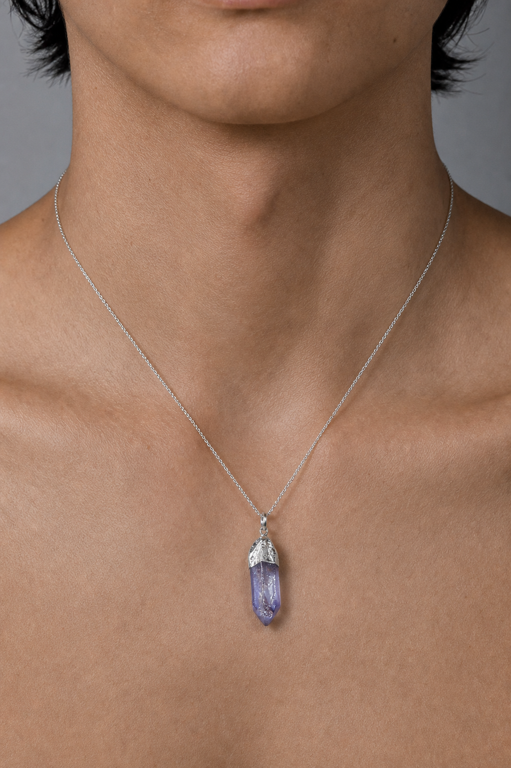 Natural crystal electroplated raw stone pendant accessories, personalized trendy DIY necklace jewelry bullet-shaped pendant accessories