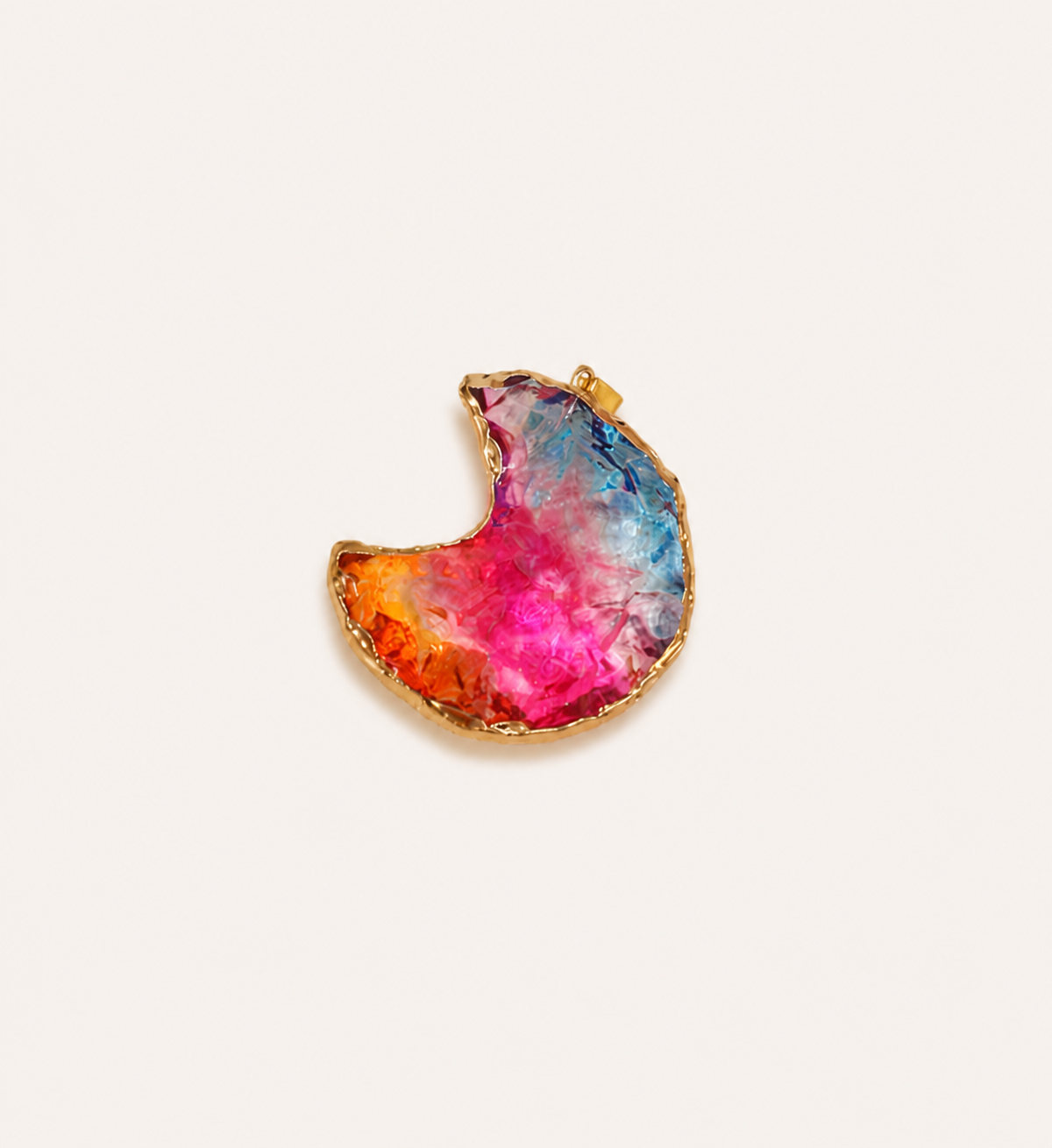 New style twisted gold-plated copper wire colorful moon pendant handmade DIY natural crystal sweater chain pendant accessory