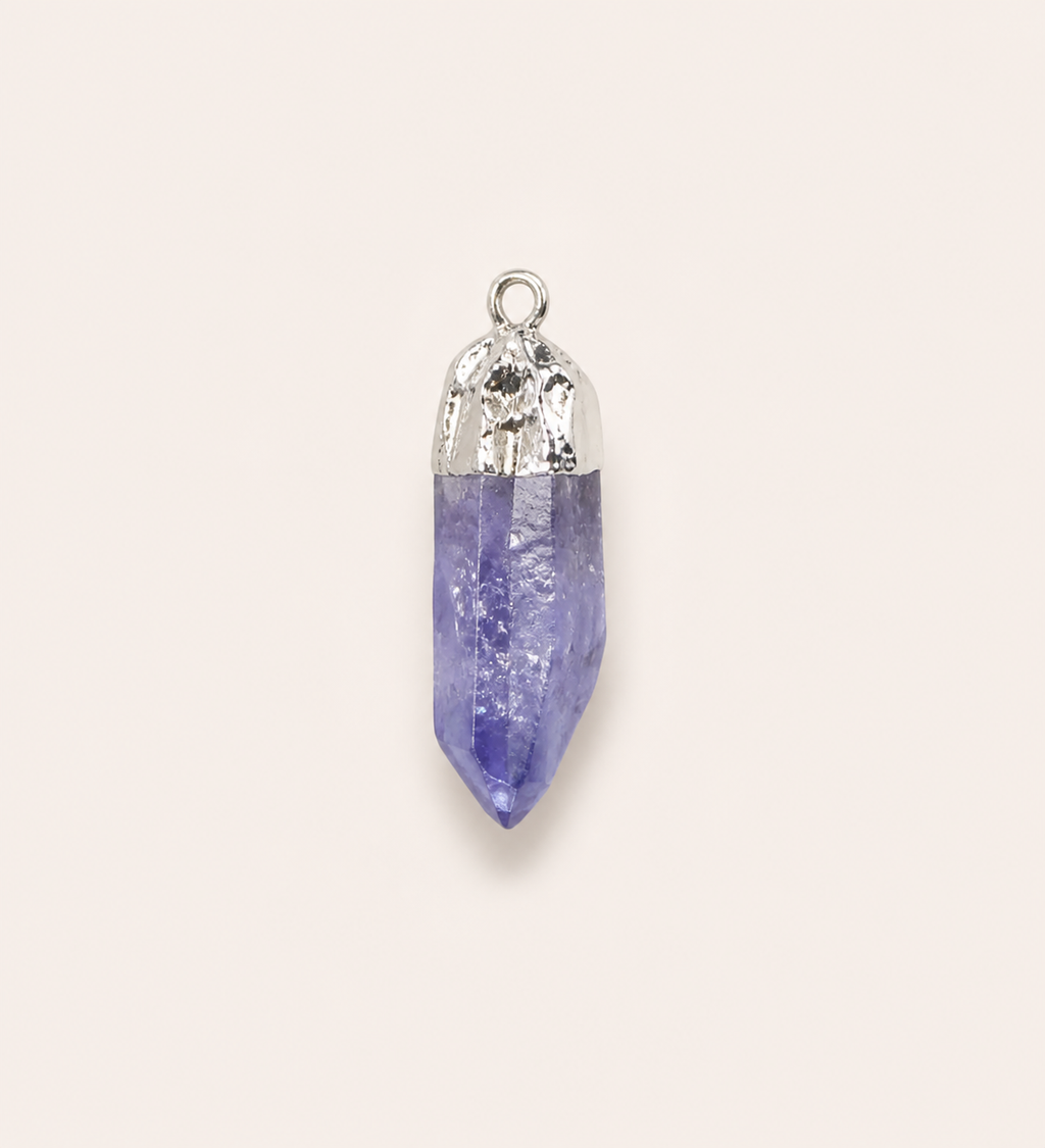Natural crystal electroplated raw stone pendant accessories, personalized trendy DIY necklace jewelry bullet-shaped pendant accessories