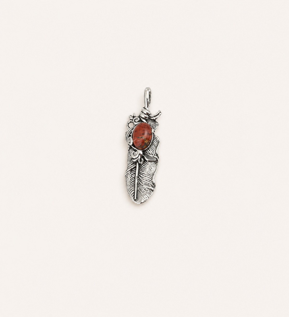 European and American natural stone feather pendant vintage trendy men's DIY sweater chain accessory pendant DIY jewelry accessory