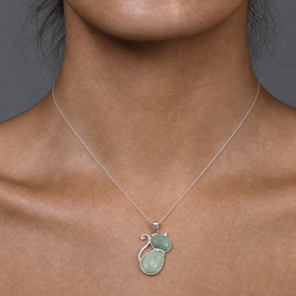 Best-selling coiled copper wire cat pendant for women DIY fashion sweater chain natural raw stone pendant accessory