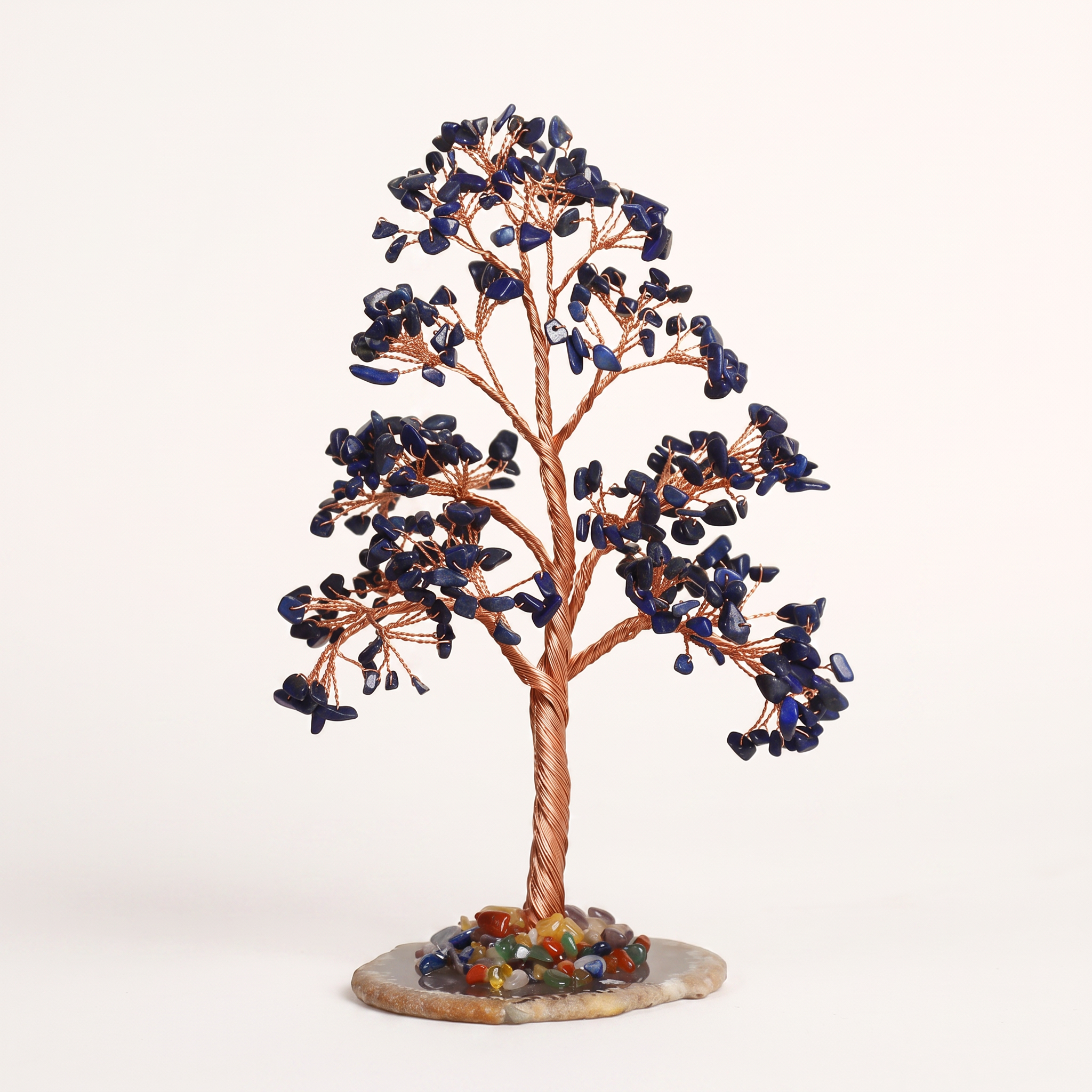 Natural crystal gravel DIY wire-wrapped money tree ornament for office desk with agate base, life tree craft