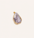 Natural amethyst gravel pendant, handmade irregular crystal raw stone pendant with gold-plated edges, necklace accessory